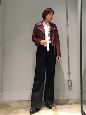 「おとなコーデ」｜「アイテム（ライダースジャケット）」を使った、Miaさん（レディース・162cm）の春コーディネート