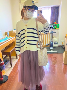 「fifth（フィフス）の[低身長サイズ有]チュールロングスカート（スカート）」を使った、yurisansunさん（レディース・153cm）の春コーディネート