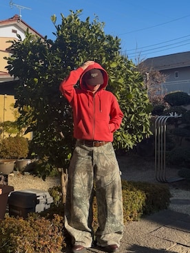 「GU（ジーユー）のアイテム（キャップ）」を使った、暇人さん（メンズ・165cm）の冬コーディネート