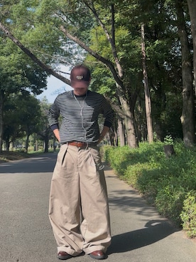 「アイテム（チノパンツ）」を使った、暇人さん（メンズ・165cm）の秋コーディネート