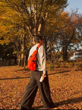 「アイテム（ブラック系）」を使った、暇人さん（メンズ・165cm）の秋コーディネート