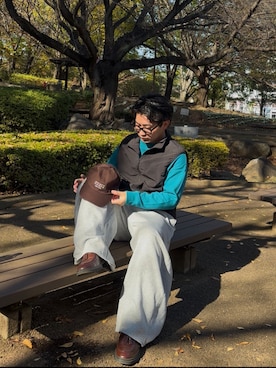 「アイテム（スウェットパンツ）」を使った、暇人さん（メンズ・165cm）の秋コーディネート