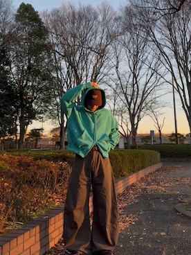 「GU（ジーユー）のアイテム（帽子）」を使った、暇人さん（メンズ・165cm）の冬コーディネート