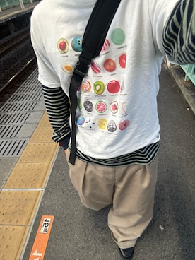 「アイテム（チノパンツ）」を使った、暇人さん（メンズ・165cm）の秋コーディネート