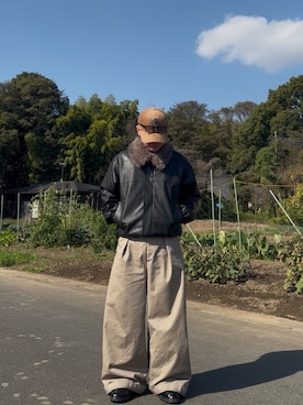 「アイテム（チノパンツ）」を使った、暇人さん（メンズ・165cm）の秋コーディネート