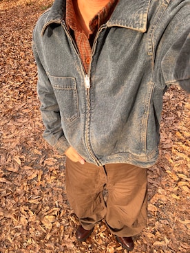 「アイテム（デニムジャケット）」を使った、暇人さん（メンズ・165cm）の冬コーディネート