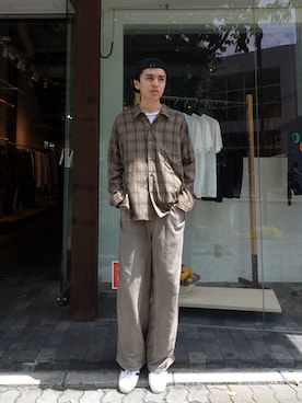 「ANCELLM（アンセルム）のアイテム（トップス）」を使った、kanjinhoshiさん（メンズ・178cm）の春コーディネート