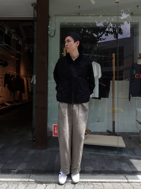 「ANCELLM（アンセルム）のアイテム（Pants、ベージュ系）」を使った、kanjinhoshiさん（メンズ・178cm）の春コーディネート