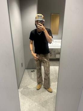 「シャーリング」｜「アイテム（Tシャツ/カットソー）」を使った、hiroki116kさん（メンズ・173cm）の夏コーディネート