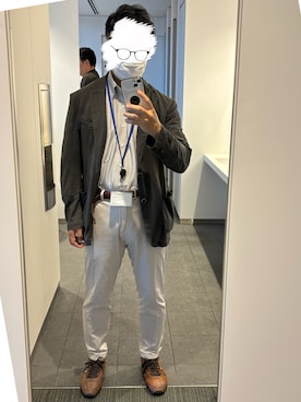 「アイテム（ビジネスシャツ）」を使った、unwearableghostさん（メンズ・169cm）の秋コーディネート