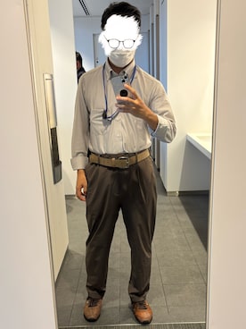 「アイテム（ビジネスシャツ）」を使った、unwearableghostさん（メンズ・169cm）の秋コーディネート