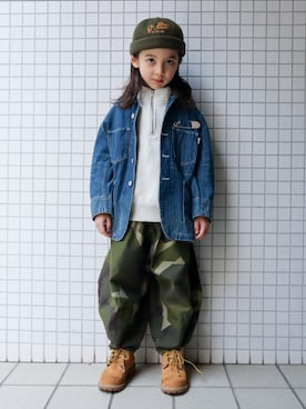 「アイテム（カバーオール）」を使った、REOさん（キッズ・120cm）の冬コーディネート