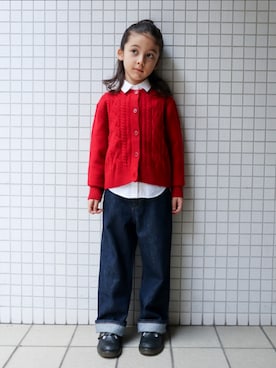 「アイテム（カーディガン/ボレロ）」を使った、REOさん（キッズ・120cm）の秋コーディネート