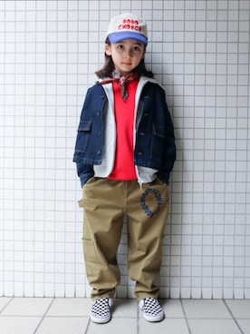 「BOBO CHOSES（ボボショーズ）のアイテム」を使った、REOさん（キッズ・125cm）の春コーディネート