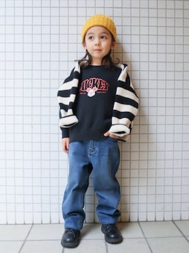 「UNIQLO（ユニクロ）のアイテム（帽子）」を使った、REOさん（キッズ・110cm）の冬コーディネート
