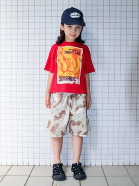 「GLOBAL WORK（グローバルワーク）のアイテム（パンツ）」を使った、REOさん（キッズ・125cm）の夏コーディネート