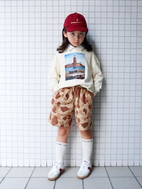 「アイテム（レッグウェア）」を使った、REOさん（キッズ・120cm）の秋コーディネート