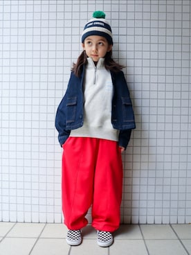 「アイテム（デニムジャケット）」を使った、REOさん（キッズ・120cm）の冬コーディネート