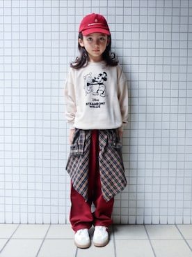 「アイテム（帽子）」を使った、REOさん（キッズ・120cm）の秋コーディネート