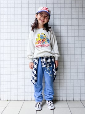 「アイテム（スウェット）」を使った、REOさん（キッズ・120cm）の秋コーディネート