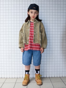 「PAIRMANON STREET（ペアマノンストリート）のアイテム」を使った、REOさん（キッズ・125cm）の春コーディネート