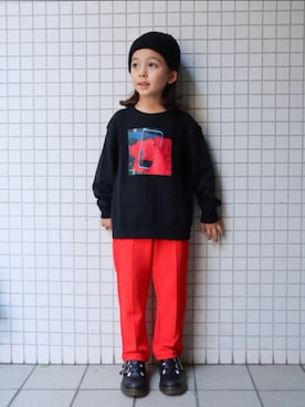「UNIQLO（ユニクロ）のアイテム（帽子）」を使った、REOさん（キッズ・110cm）の秋コーディネート