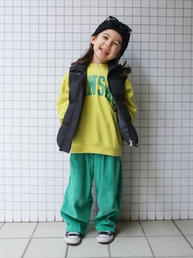 「UNIQLO（ユニクロ）のアイテム（帽子）」を使った、REOさん（キッズ・110cm）の春コーディネート