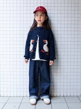 「アイテム（デニムパンツ）」を使った、REOさん（キッズ・120cm）の秋コーディネート