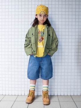 「GRISのアイテム」を使った、REOさん（キッズ・125cm）の春コーディネート