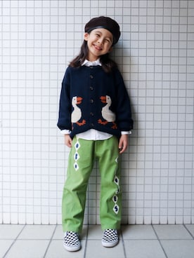 「アイテム（ハンチング/ベレー帽）」を使った、REOさん（キッズ・120cm）の冬コーディネート