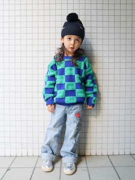 「UNIQLO（ユニクロ）のアイテム（帽子）」を使った、REOさん（キッズ・110cm）の秋コーディネート