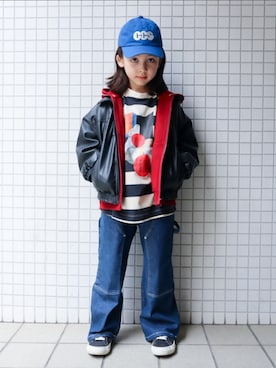 「GRISのアイテム」を使った、REOさん（キッズ・125cm）の春コーディネート