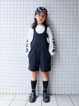 「アイテム（レッグウェア）」を使った、REOさん（キッズ・120cm）の秋コーディネート