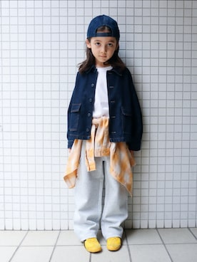 「アイテム（デニムジャケット）」を使った、REOさん（キッズ・120cm）の秋コーディネート