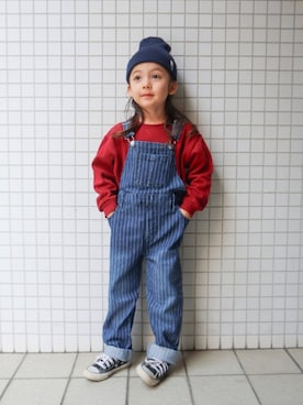 「no brand（ノーブランド）のアイテム（オールインワン・サロペット）」を使った、REOさん（キッズ・110cm）の秋コーディネート