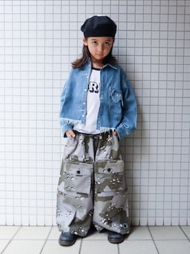 「アイテム（デニムジャケット）」を使った、REOさん（キッズ・120cm）の秋コーディネート