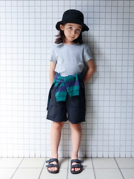 「アイテム（ハット）」を使った、REOさん（キッズ・120cm）の夏コーディネート
