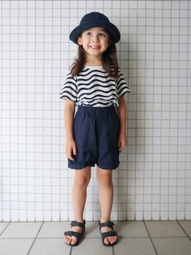 「UNIQLO（ユニクロ）のアイテム（帽子）」を使った、REOさん（キッズ・110cm）の夏コーディネート