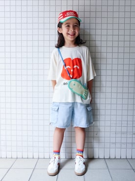 「アイテム（トップス）」を使った、REOさん（キッズ・120cm）の夏コーディネート