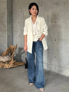 「アイテム（テーラードジャケット）」を使った、hirocoさん（レディース・162cm・40代）の夏コーディネート