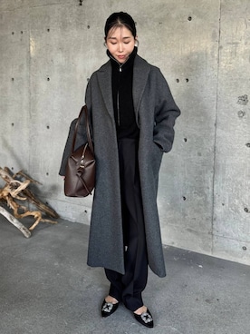 「アイテム（チェスターコート）」を使った、hirocoさん（レディース・162cm）の冬コーディネート