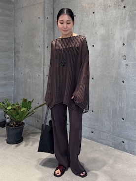 「Chaos（カオス）のChaos(カオス)/ クレマベアトップ（その他トップス、ブラック系）」を使った、hirocoさん（レディース・162cm）の春コーディネート