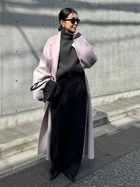 「アイテム（ノーカラーコート）」を使った、hirocoさん（レディース・162cm・40代）の秋コーディネート