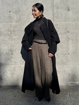 「アイテム（ノーカラーコート）」を使った、hirocoさん（レディース・162cm・40代）の秋コーディネート