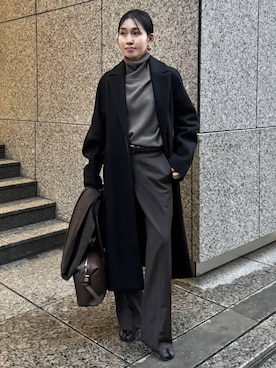 「Chaos（カオス）のChaos(カオス)/◆elegancese◆別注カシミヤストール（ストール/ショール）」を使った、hirocoさん（レディース・162cm）の冬コーディネート