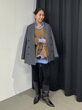 「Chaos（カオス）のChaos(カオス)/ブランスムースニットパンツ（その他パンツ、ブラック系）」を使った、hirocoさん（レディース・162cm）の秋コーディネート