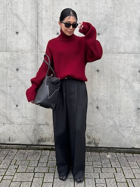 「アイテム（スラックス）」を使った、hirocoさん（レディース・162cm・40代）の秋コーディネート