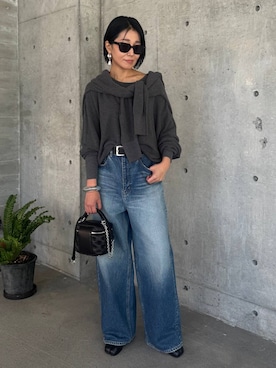 「Chaos（カオス）のChaos(カオス)/◆WHY NOT NOW◆リバーランチデニム（デニムパンツ）」を使った、hirocoさん（レディース・162cm）の夏コーディネート