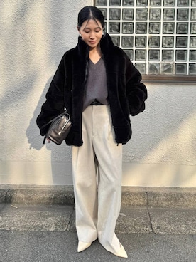 「アイテム（スラックス）」を使った、hirocoさん（レディース・162cm・40代）の秋コーディネート