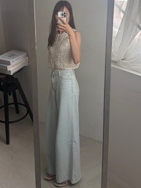「Bab（バブ）の前後2WAYフラワーレースベスト（ベスト、ホワイト系）」を使った、kae050さん（レディース・168cm）の夏コーディネート